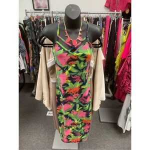 Floral Patterned Spaghetti Strappy Bodycon Dress